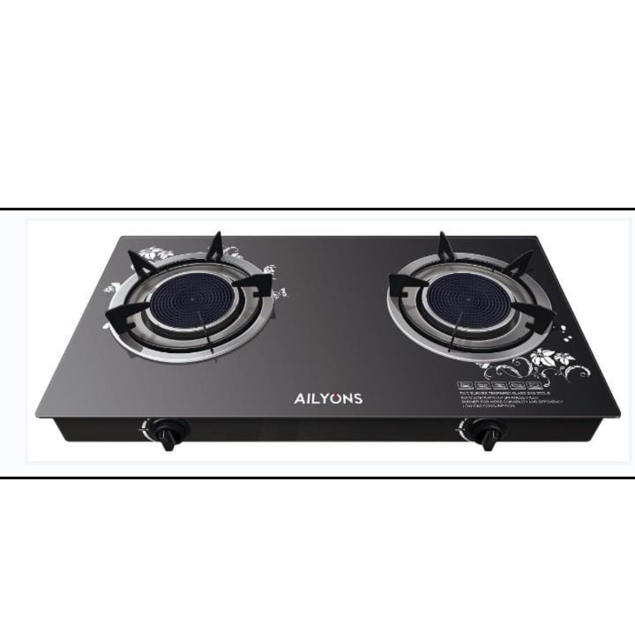AILYONS 2 Burner Glass Top Gas Cooker &amp; Infrared Double burner