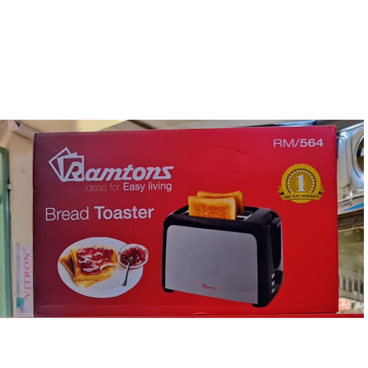 Ramtons RM/564 - 2 Slice Stainless Steel Toaster - Silver (1YR WRTY)