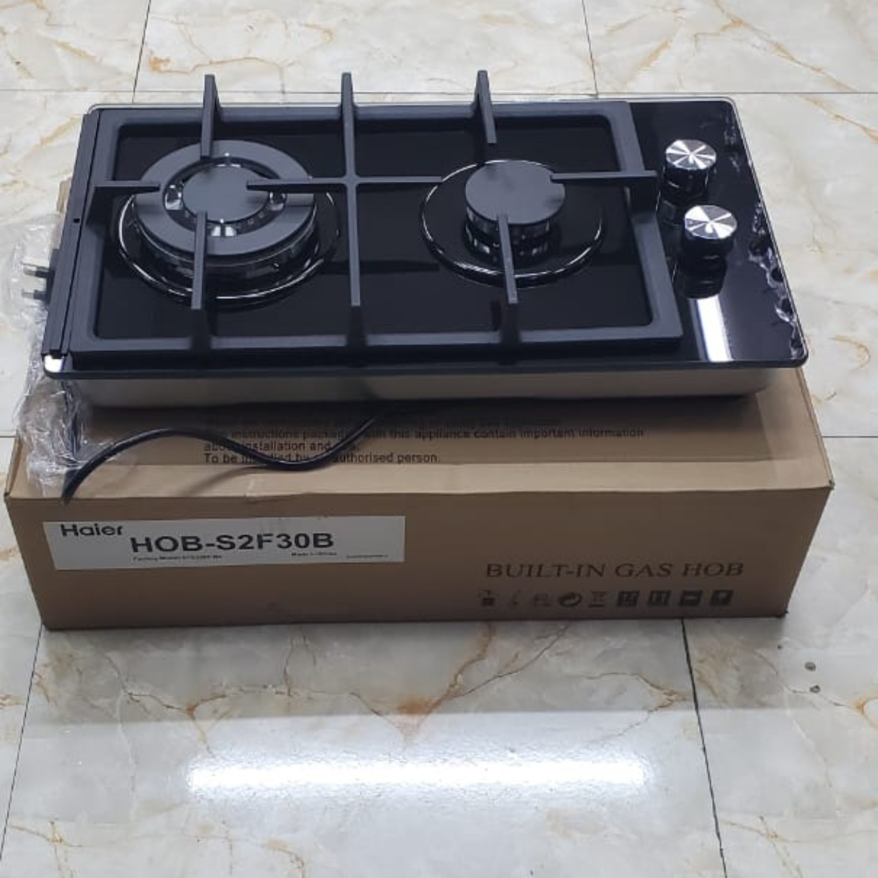Haier glass inbuilt 2 burner with wok burner hob cooker - Image 3