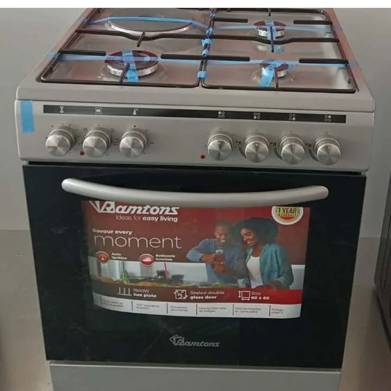 50*55 Ramtons 3G+1E  SILVER Standing COOKER- RC/906