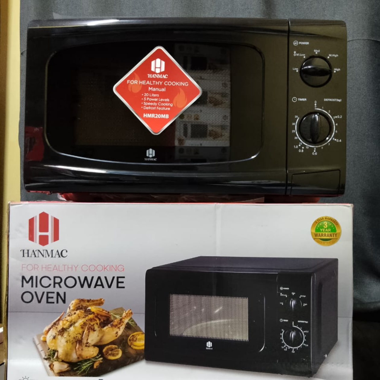 Hanmac 20L Manual black &amp; white  microwave (3 years warranty)
