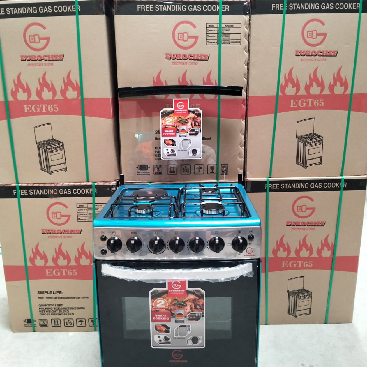 60*65 Eurochef Free Standing 3 Gas Burner +1 Electric Cooker With electric Oven