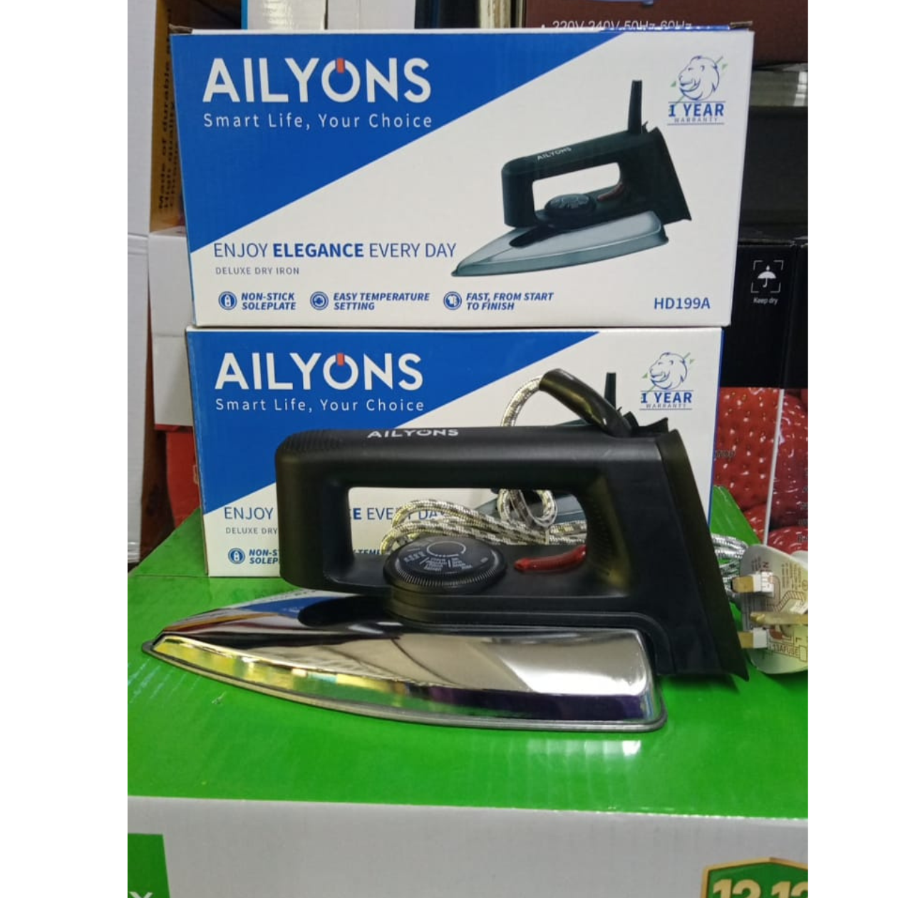 AILYONS Electric Dry Iron Box Silver &amp; Black (1YR WRTY)