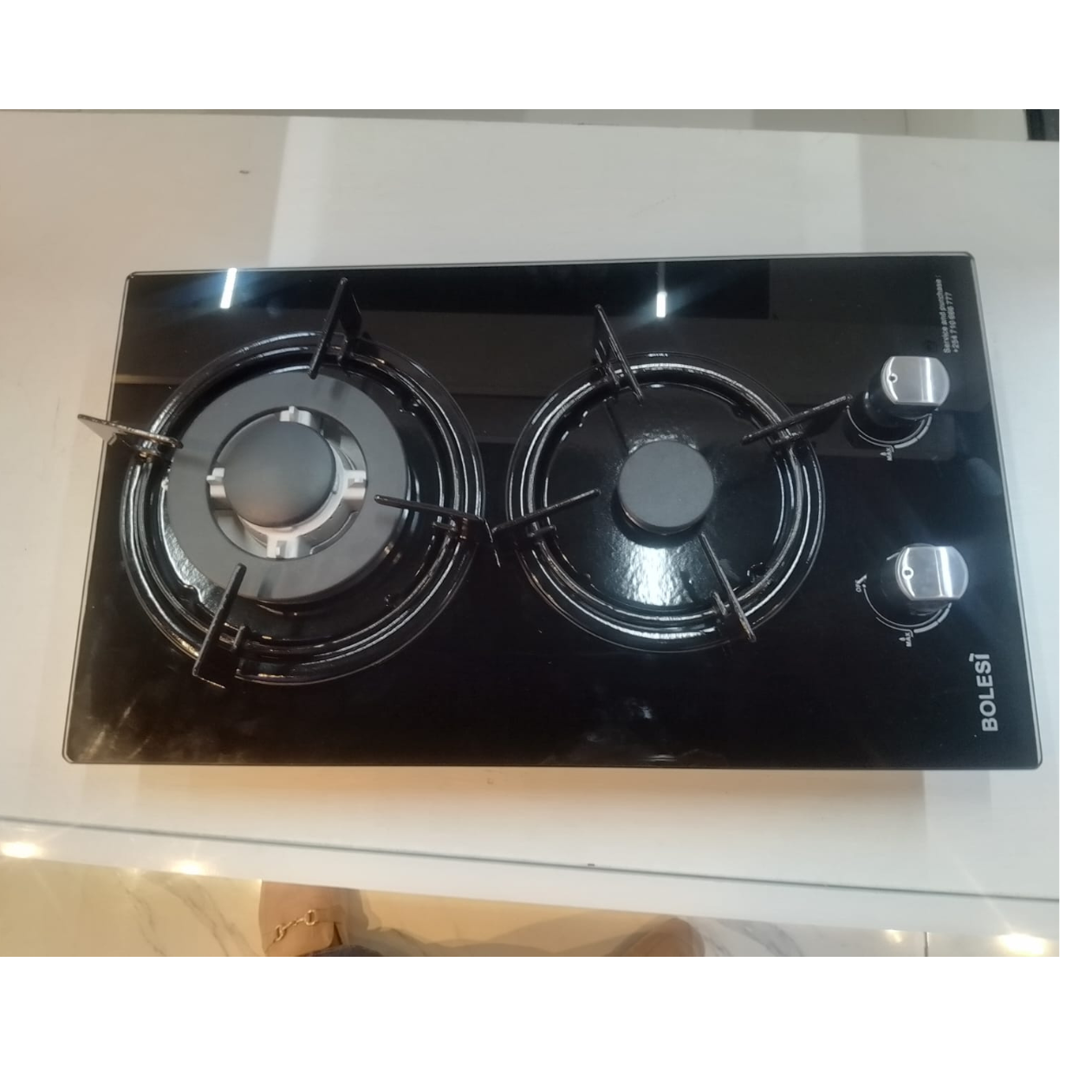 Bolesi hob 2 burners  inbuilt gas glass tampared hod - Image 3